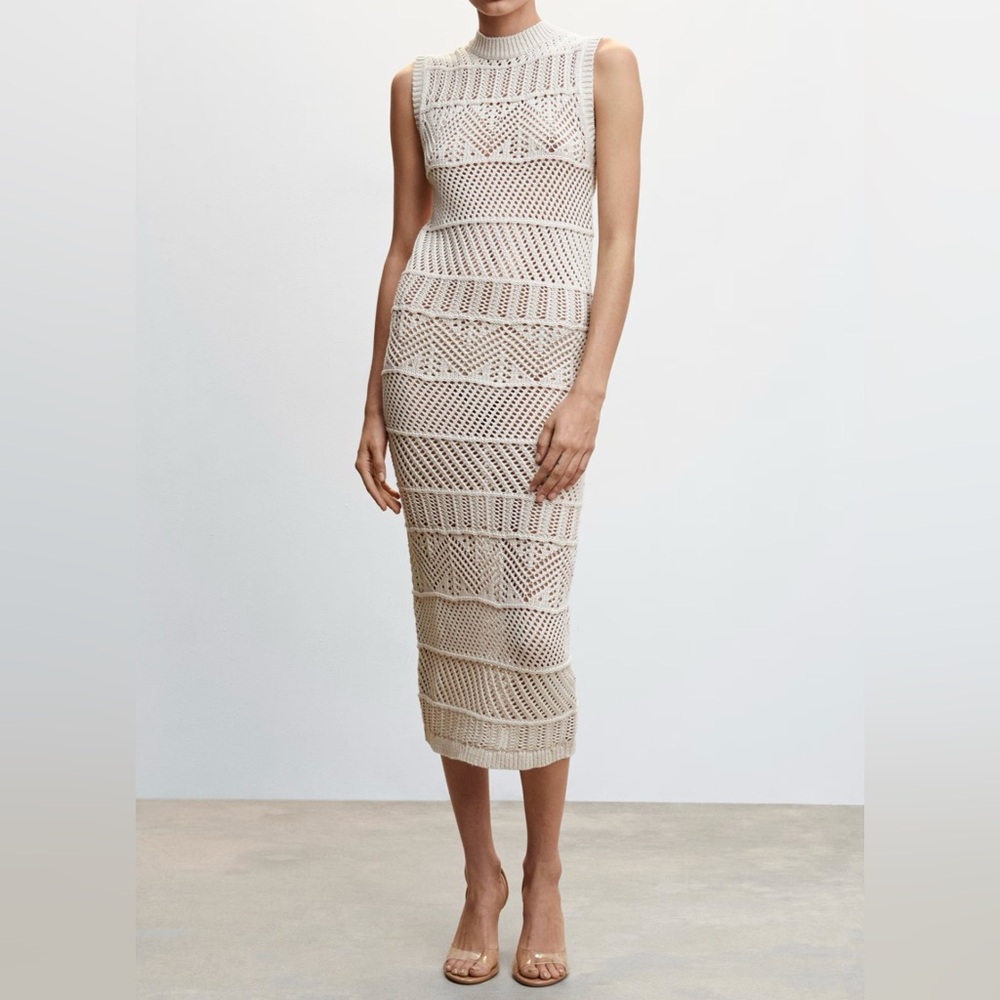 Elegant Cream Crochet Dress